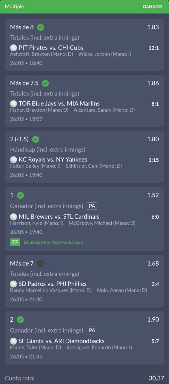 Ticket ganador MLB